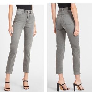 EXPRESS Super High Waisted Gray Faded Mom Jeans 14R